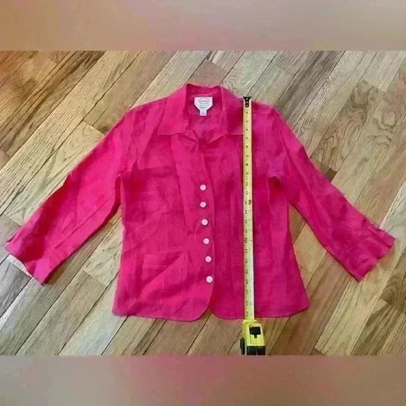 Talbots Irish Linen Pink Button Front 3/4 Sleeve Lightweight Blazer Womens Sz 8 - Picture 11 of 11